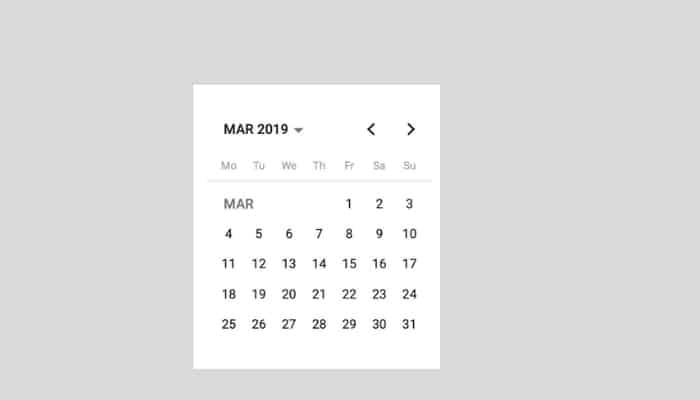 Calendar Component in Angular App